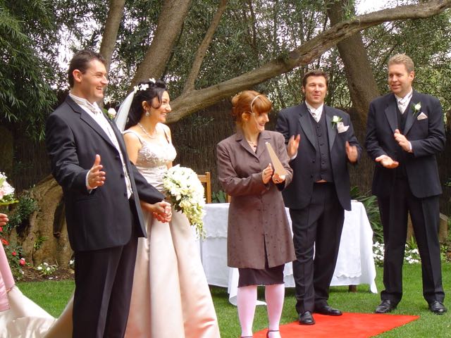 Genevieve Messenger marriage celebrant of Daylesford in happy scene in a wedding.