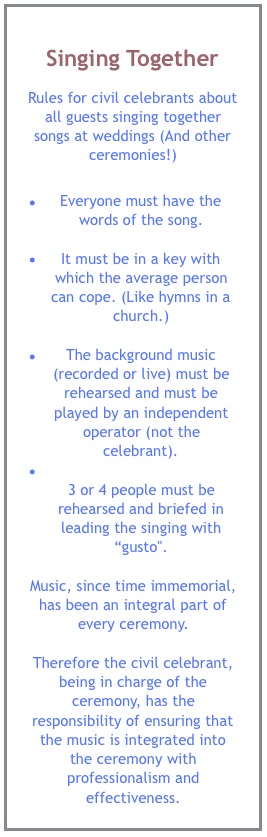 Rules for singing together at weddings